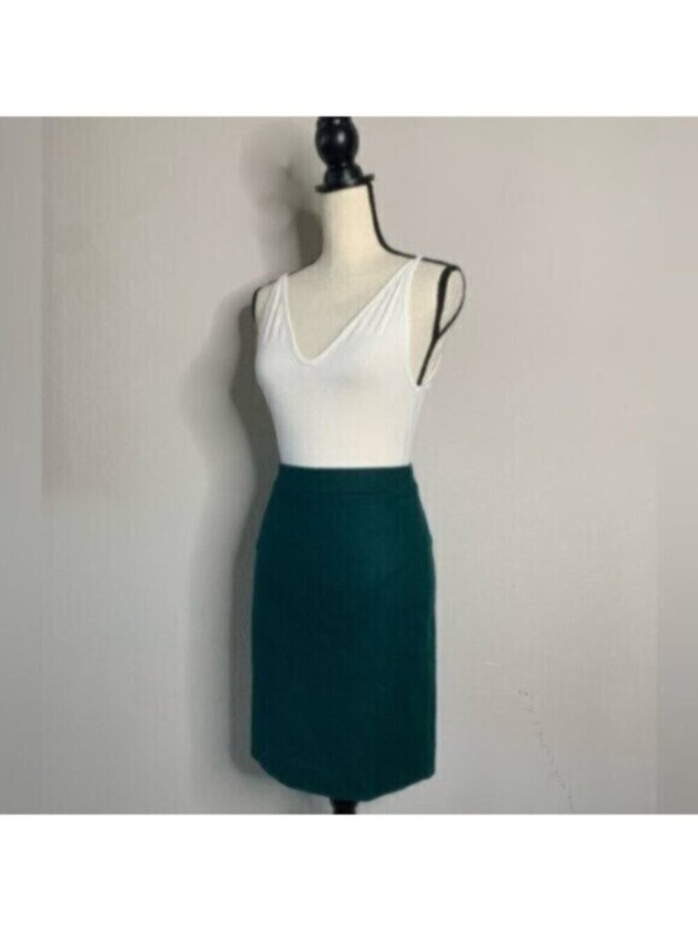 J. Crew Forrest Green Wool Blend Mini Pencil Skirt View 5